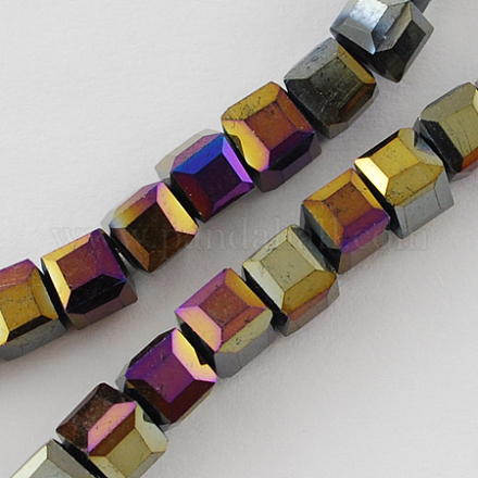 Electroplate Glass Beads Strands EGLA-R030-4x4mm-07-1