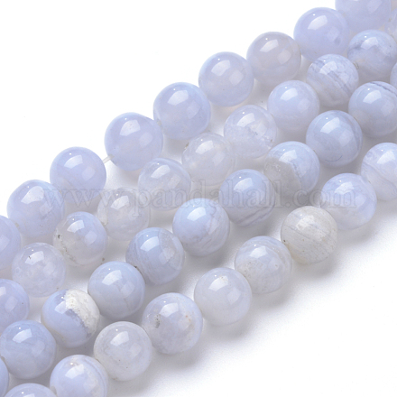 Chapelets de perle en agate de dentelle bleue naturelle G-R412-17-6mm-1