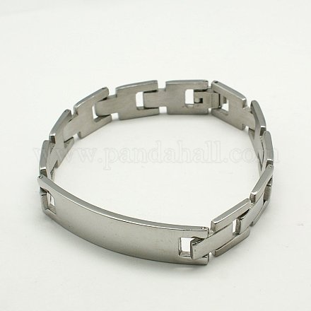 304 pulseras de acero inoxidable de las pulseras de identificación para hombre X-BJEW-I129-43-1