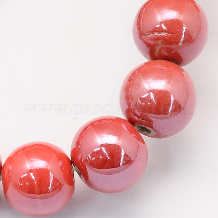 Perles rondes en porcelaine manuelles X-PORC-S489-6mm-14-1