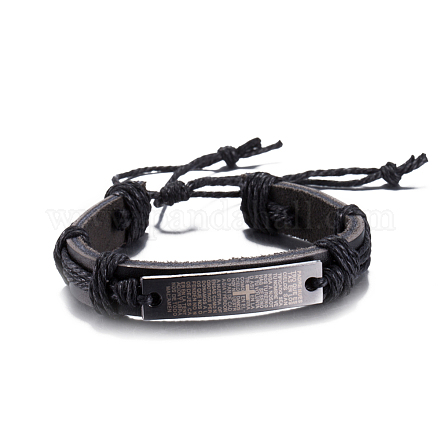 Unisex pulseras de cordón de cuero de moda BJEW-BB15547-B-1