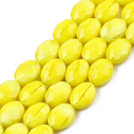 Chapelets de perles en verre opaque de couleur unie X-GLAA-N032-02M-1