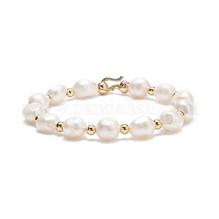 Bracelet en perles de keshi naturelles avec fermoir en laiton pour femme BJEW-JB08867-01-1