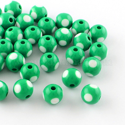 Dot Pattern Opaque Acrylic Beads SACR-R883-12mm-06-1