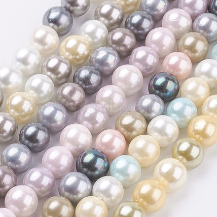Shell Pearl Beads Strands BSHE-G012-8mm-1