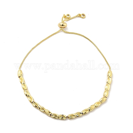 Bracelet coulissant en perles de colonne en laiton avec placage en rack avec zircone cubique transparente pour femme BJEW-F432-02G-1