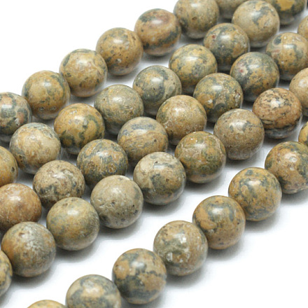 Fili di perline con gemme di diaspro di diaspro giallo naturale rotondo G-J302-12-4mm-1