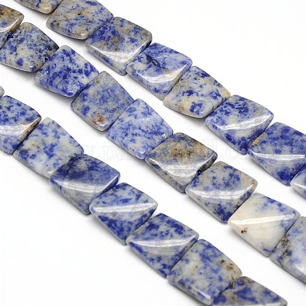 Tache bleue naturelle jasper twist perles carrées G-L238-06-1
