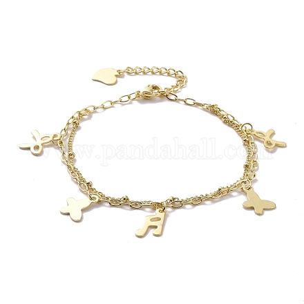304 bracelets multi-rangs doubles chaînes en acier inoxydable BJEW-C019-02G-1