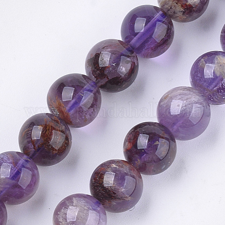 Natürliche lila Lodolith Quarz Perlen Stränge X-G-S333-10mm-030-1