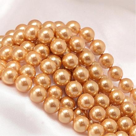 Round Shell Pearl Bead Strands BSHE-L011-6mm-A009-1