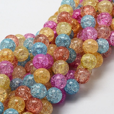 Chapelets de perles rondes en verre craquelé teinté CCG-UK0001-01-10mm-1