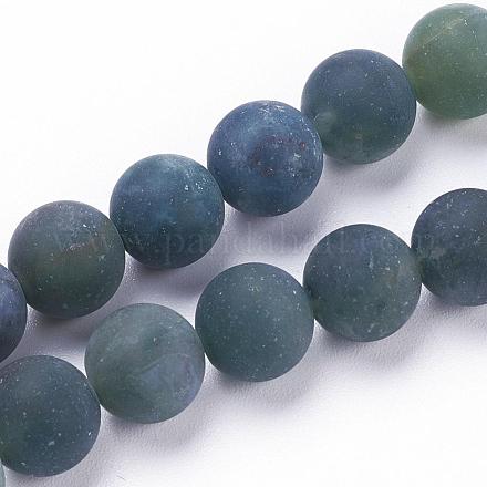 Chapelets de perles en agate mousse naturelle G-F520-58-8mm-1