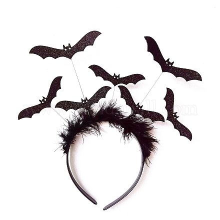 Fascia per capelli in tessuto pipistrello glitterato di halloween HAWE-PW0001-207A-1