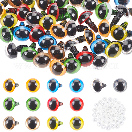 Pandahall Elite 70 Sets 7 Farben Bastelpuppenaugen aus Kunststoff DIY-PH0017-49-1