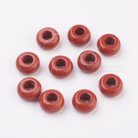 Natürliche rote Jaspis europäischen Perlen G-G740-12x6mm-04-1