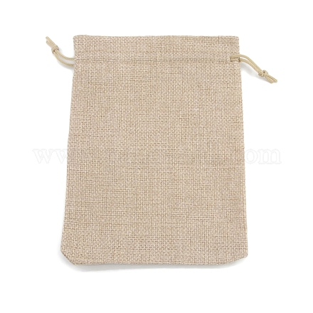 長方形の黄麻布の保存袋  巾着袋包装袋  淡い茶色  12x9cm PW-WG24103-03-1