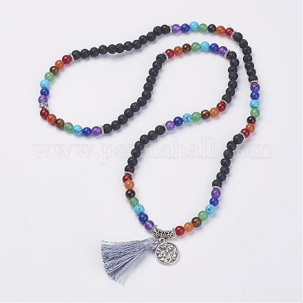 Natural Gemstone Beads Necklaces NJEW-F147-A01-1