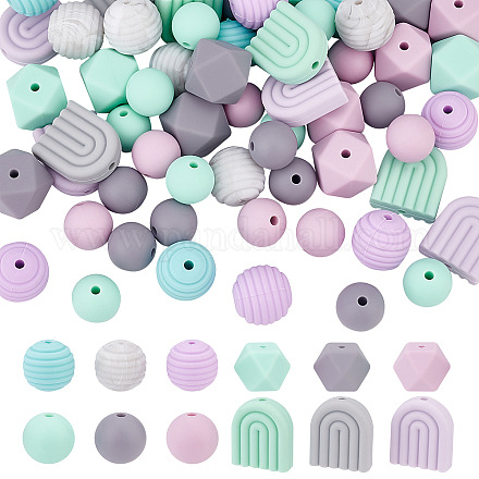 DICOSMETIC 12 Styles Food Grade Eco-Friendly Silicone Beads SIL-DC0001-04-1