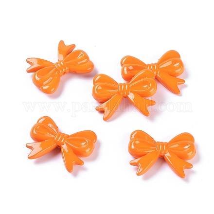 Abalorios de acrílico de color naranja bowknot X-MACR-S065-6-1-1