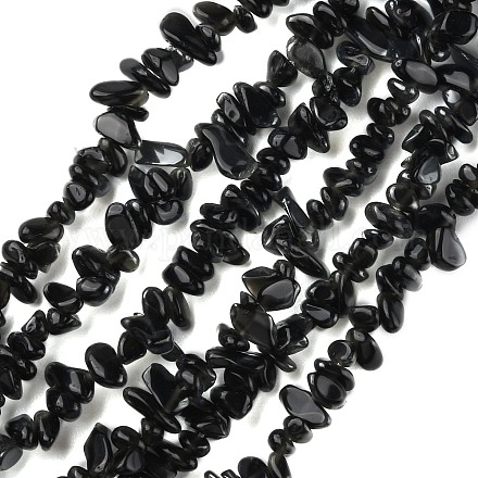 Natürlichen Obsidian Perlen Stränge G-G0003-B33-1