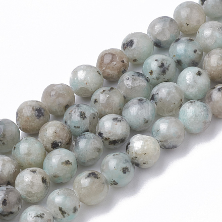 Jaspe de sésame naturel / perles de jaspe kiwi G-S295-14-8mm-1