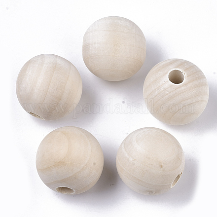 Perles en bois naturel non fini WOOD-Q041-04A-1