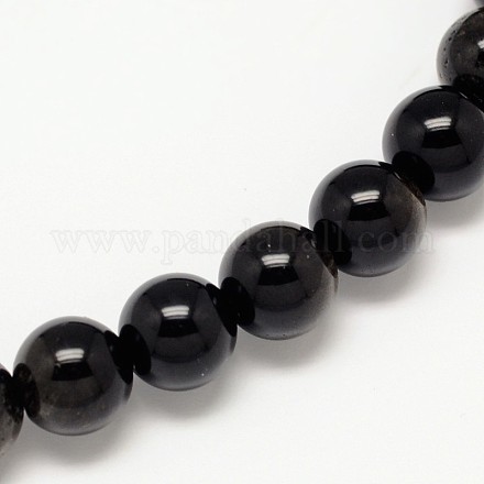 Klasse AA natürlichen goldenen Glanz Obsidian runden Perlen Stränge G-L275-01-12mm-1