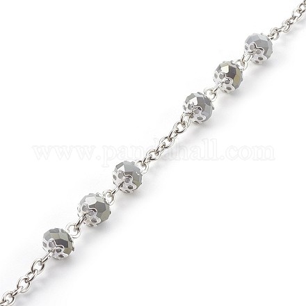 Chaînes de perles de verre électrolytique manuelles AJEW-JB00469-04-1