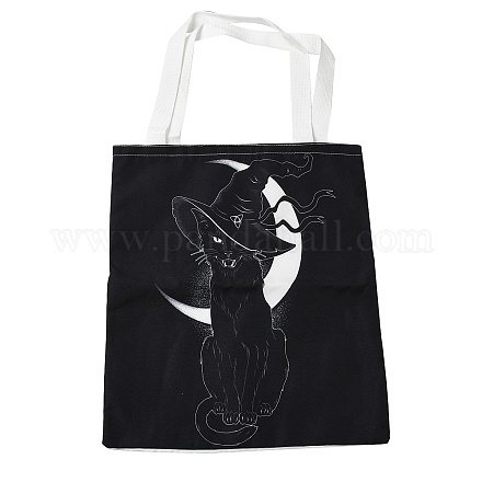 キャンバストートバッグ  再利用可能なポリコットンキャンバスバッグ  買い物の為  工芸  贈り物  猫の形  59cm ABAG-M005-02C-1
