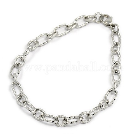 Bracelet en acier inoxydable à la mode composé de chaînes de câbles figaro STAS-A028-B095P-1