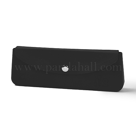 化粧品用シリコン保存袋  磁気スナップ式ポータブル収納バッグ  長方形  ブラック  7.2x19.8x3cm AJEW-G050-01A-1