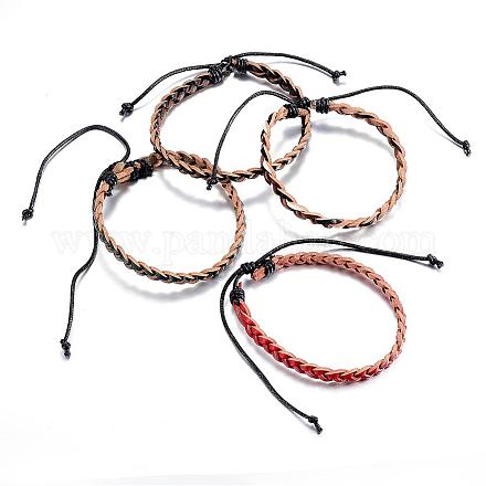 Bracciali cordone intrecciato in pelle regolabile BJEW-P099-21-1