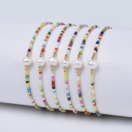 Bracelets réglables de perles tressées avec cordon en nylon X-BJEW-P256-B14-1