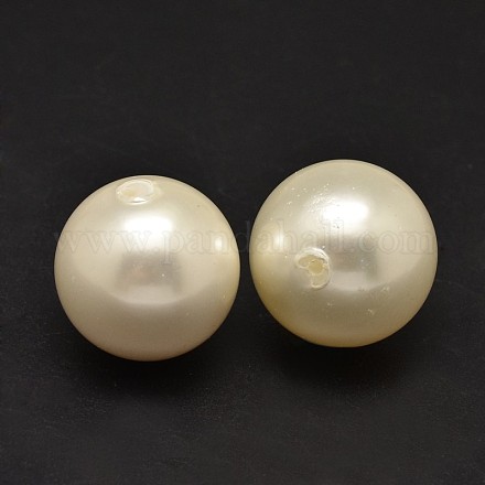 Half Drilled Round Shell Pearl Beads BSHE-M002-20mm-03-1