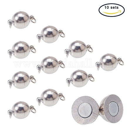 PandaHall Elite Brass Magnetic Clasps with Loops KK-PH0026-16P-NF-1