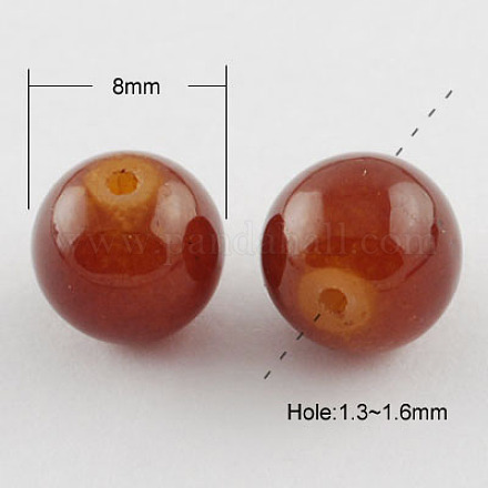 Chapelets de perles en verre imitation jade X-DGLA-S076-8mm-34-1