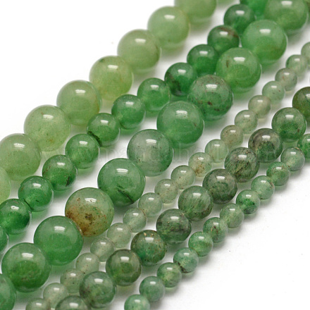 Chapelets de perles en aventurine vert naturel G-E380-02-8mm-1