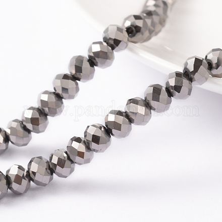 Faceted Electroplate Glass Rondelle Bead Strands X-EGLA-R080-6mm-04-1