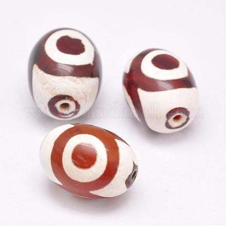 Tibetan Style 3-Eye dZi Beads TDZI-G009-C02-1