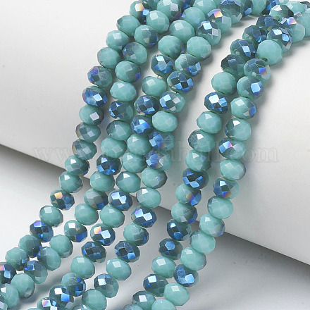 Electroplate opaco colore solido perle di vetro fili EGLA-A034-P4mm-I01-1