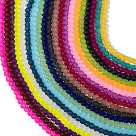 20 Colors Transparent Glass Beads Strands FGLA-X0002-01-8mm-1