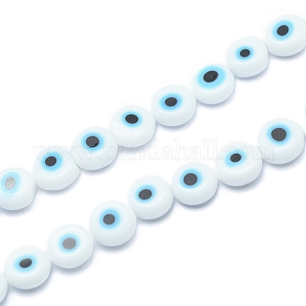 Chapelets de perles rondes de chalumeau manuelles de mauvais œil LAMP-L058-6mm-14-1