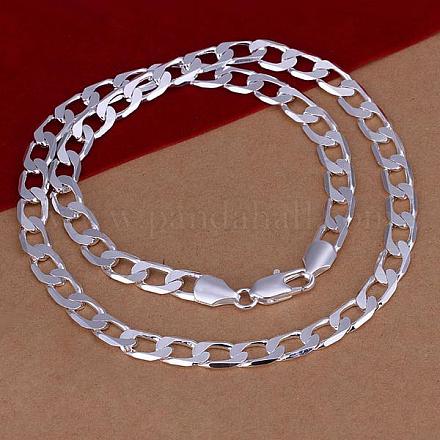 Populares collares de cadena trenzada de latón chapado en color plateado para hombres NJEW-BB12664-8-1