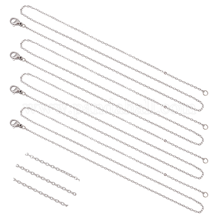Unicraftale klassisch schlicht 304 Edelstahl Herren Damen Kabelkette Halsketten STAS-UN0017-38P-A-1