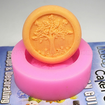 Moules à savon ronds en silicone à motif d'arbre de vie TREE-PW0001-46-1
