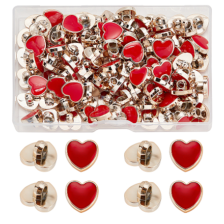 GORGECRAFT 100Pcs Metal Shank Buttons Heart Shaped Buckle 12Mm Plastic Button Accessories With Enamel For Shoe Charms Women Dress Suits Blazer Jacket Uniform (Red) BUTT-GF0001-11B-1