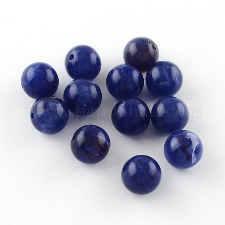 Perles rondes en acrylique d'imitation pierre précieuse OACR-R029-6mm-11-1