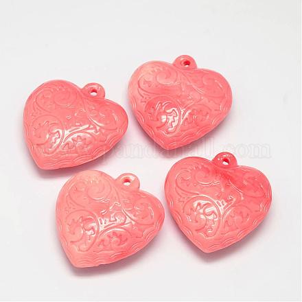 Heart Dyed Synthetical Coral Pendants CORA-L041-02-1