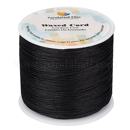 JEWELEADER 116 Yards Round Waxed Polyester Cord 0.5mm Macrame Craft DIY Thread Rattail Beading String for Jewelry Making Chinese Knotting Kumihimo Friendship Bracelets Leather Sewing - Black YC-PH0002-04B-0.5mm-1